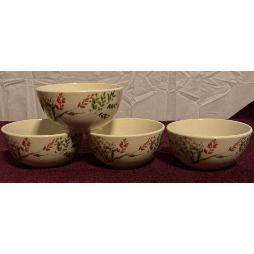 Set Of 4 Paula Deen Garden‎ Rooster Flowers Soup Cereal Bowls 5.5 Inch
